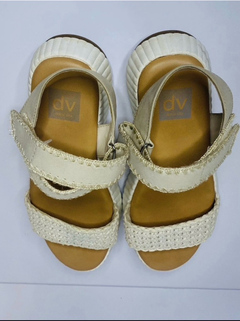DV Dolce Vita Women's Sandals White /Brown/Tan Size 10.5
